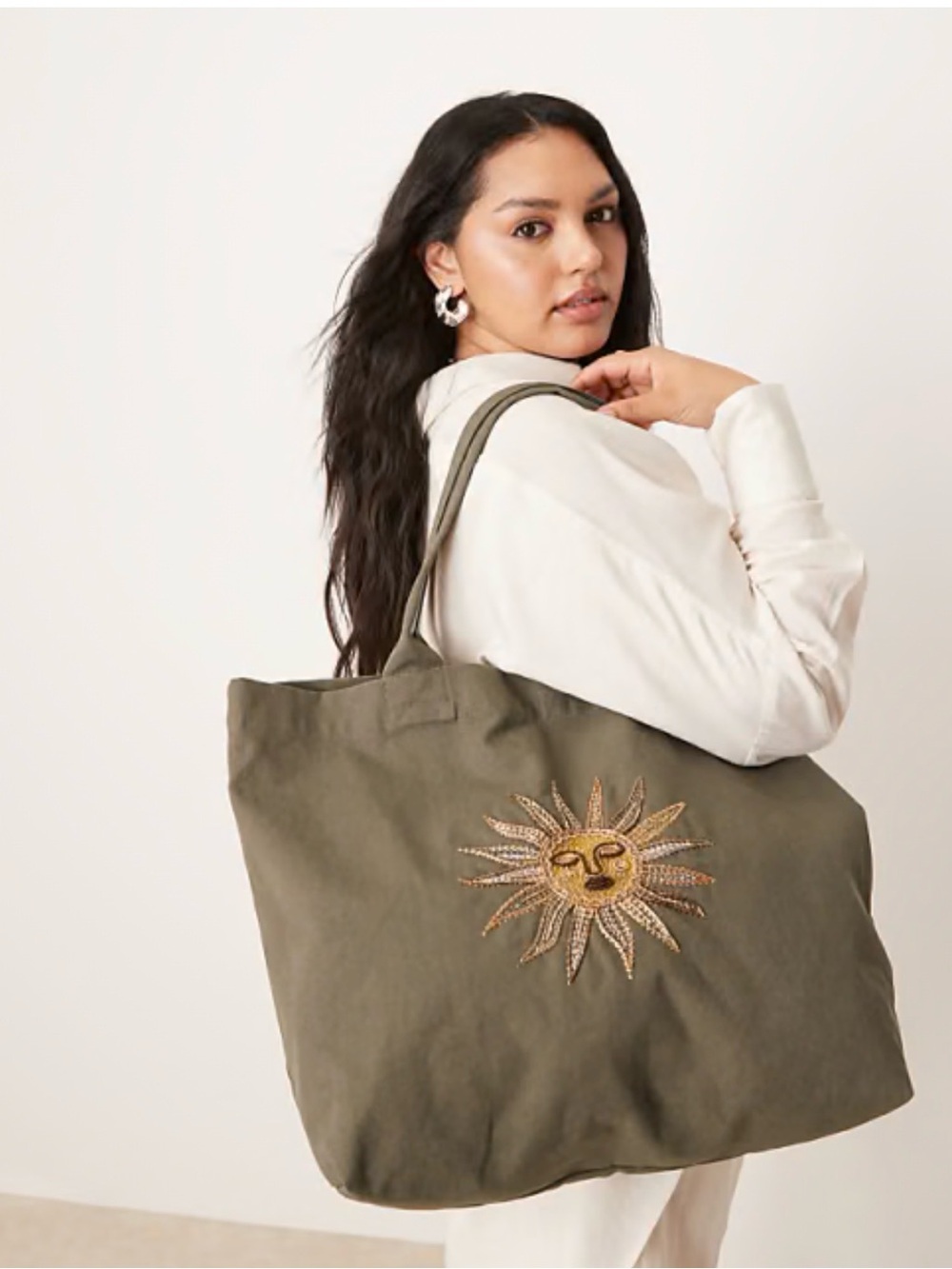 Accessorize sun embellished shopper bag in green